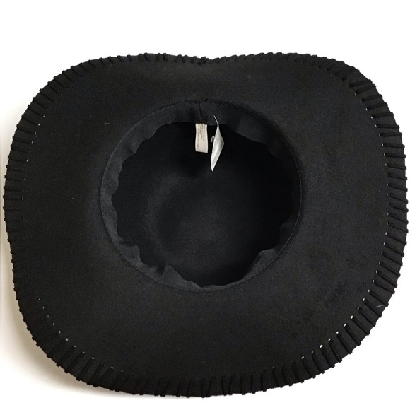 NEW Floppy Hat Black Felt Brim Whip Stitching Hippie Boho Western Festival Style - Picture 9 of 15